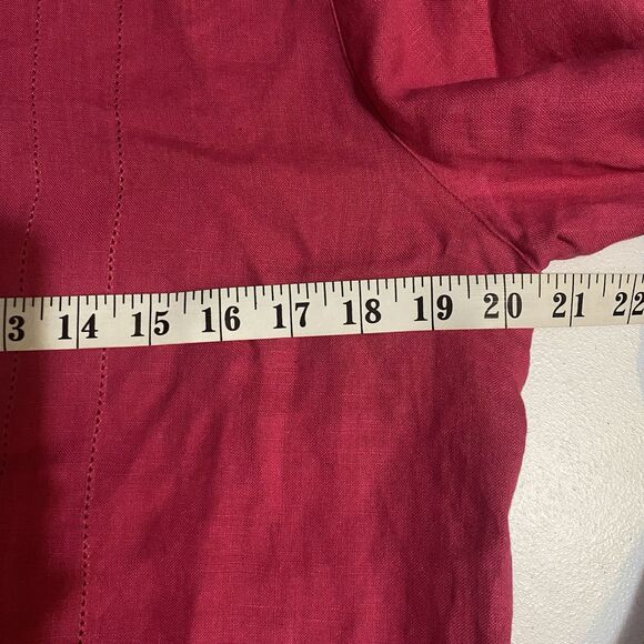 Talbots 100% Irish Linen Womens Sz 10 Button Up Shirt Pink Vacation Beach Resort - Picture 6 of 7